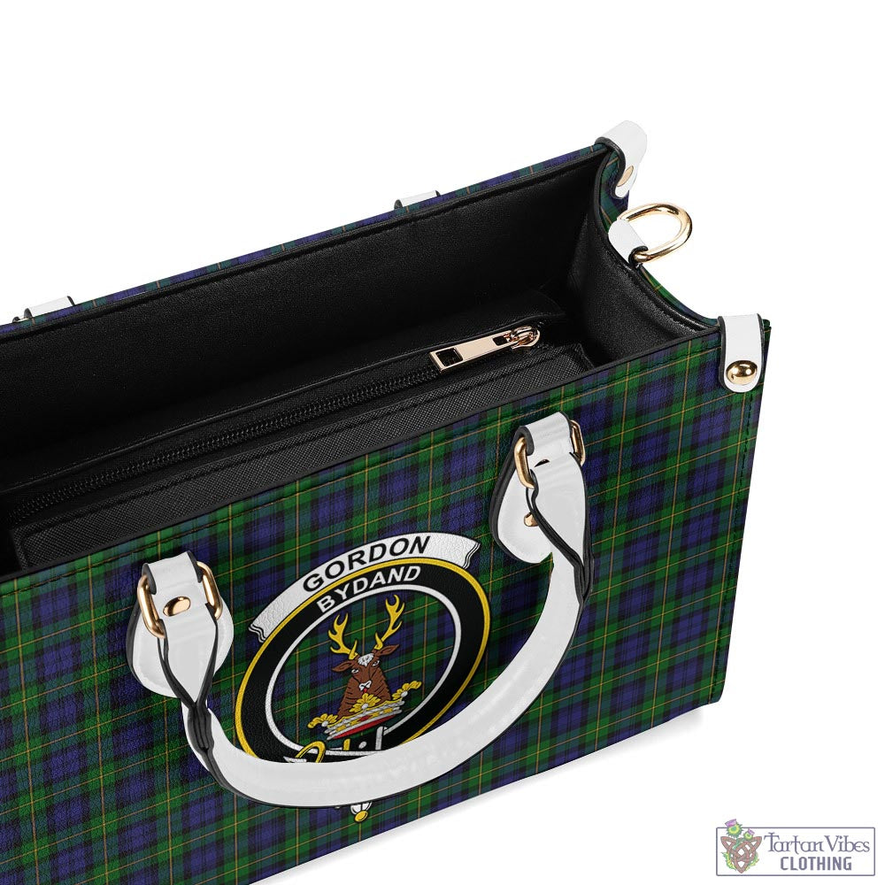 Tartan Vibes Clothing Gordon Tartan Luxury Leather Handbags with Family Crest