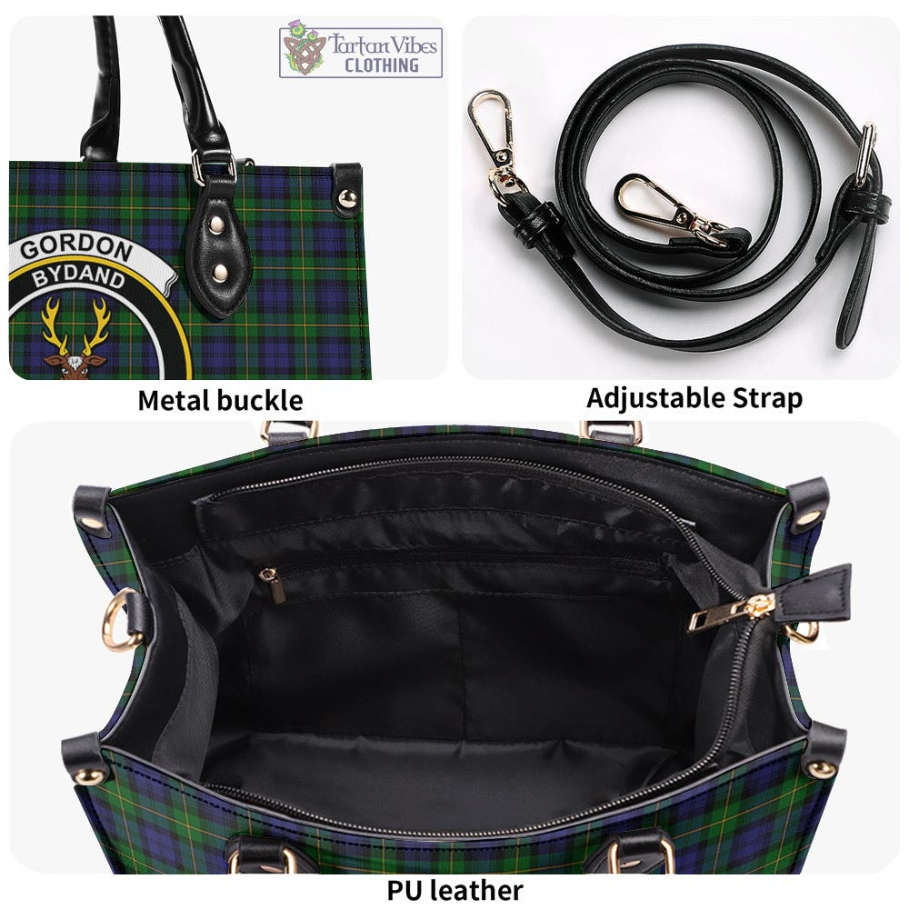 Tartan Vibes Clothing Gordon Tartan Luxury Leather Handbags with Family Crest