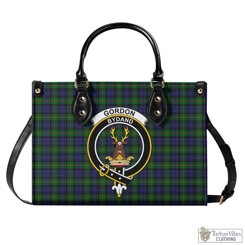 Tartan Vibes Clothing Gordon Tartan Luxury Leather Handbags with Family Crest