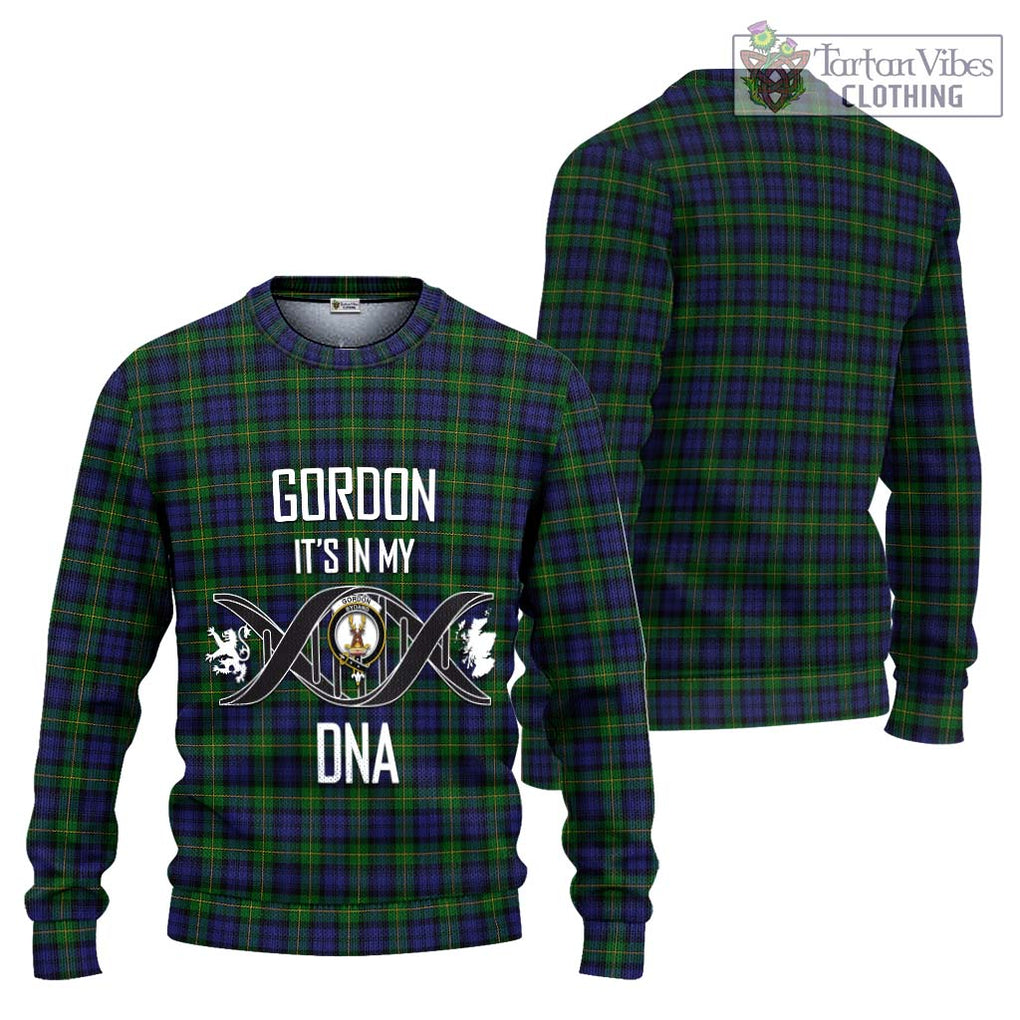 Gordon Tartan Knitted Sweater with Family Crest DNA In Me Style Unisex - Tartanvibesclothing Shop