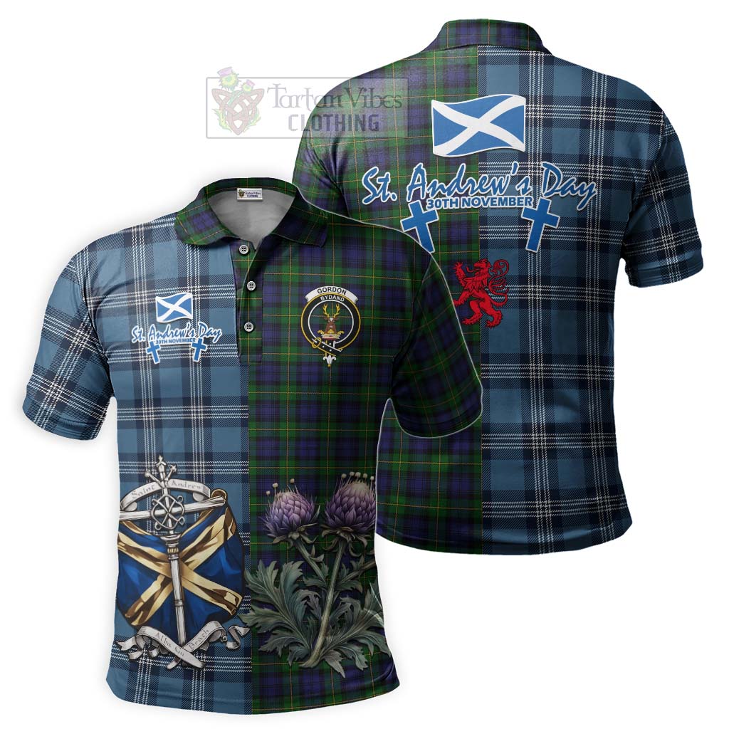 Tartan Vibes Clothing Gordon Tartan Polo Shirt Happy St. Andrew's Day Half Tartan Style