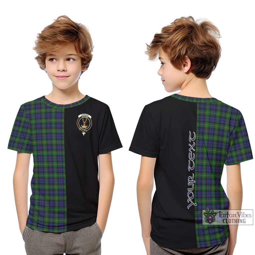 Gordon Tartan Kid T-Shirt with Family Crest and Half Of Me Style Youth XL Size14 - Tartanvibesclothing Shop