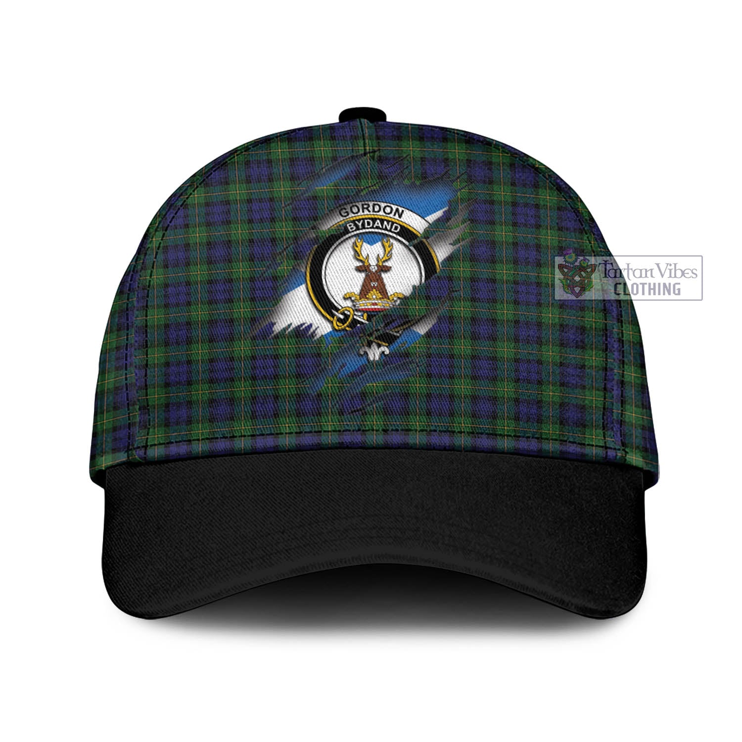 Tartan Vibes Clothing Gordon Tartan Classic Cap with Family Crest In Me Style