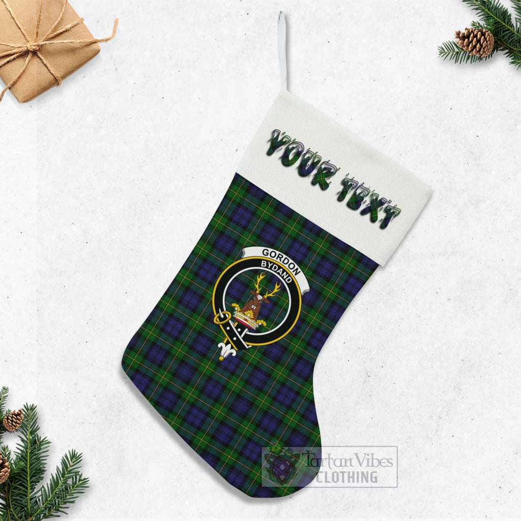 Tartan Vibes Clothing Gordon Tartan Family Crest Christmas Stocking with Personalized Text