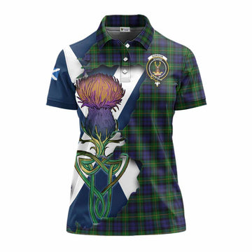 Gordon Tartan Family Crest Women's Polo Shirt Scottish Thistle Celtic Inspired Women - Tartan Vibes Clothing