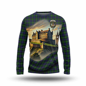 Gordon Tartan Family Crest Long Sleeve T-Shirt with Scottish Ancient Castle Style Unisex - Tartan Vibes Clothing