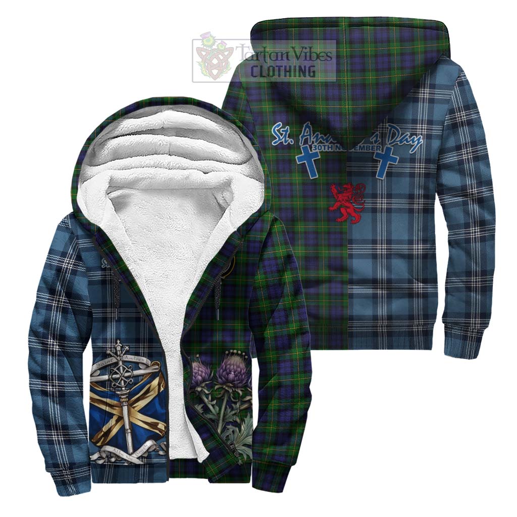 Tartan Vibes Clothing Gordon Tartan Sherpa Hoodie Happy St. Andrew's Day Half Tartan Style