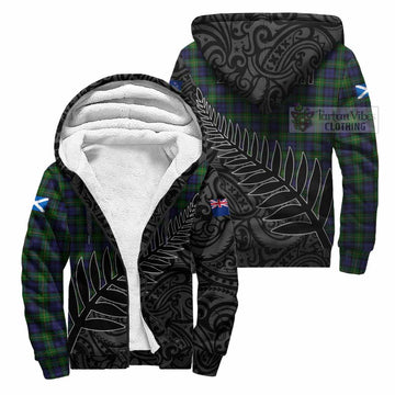 Gordon Crest Tartan Sherpa Hoodie with New Zealand Silver Fern Half Style