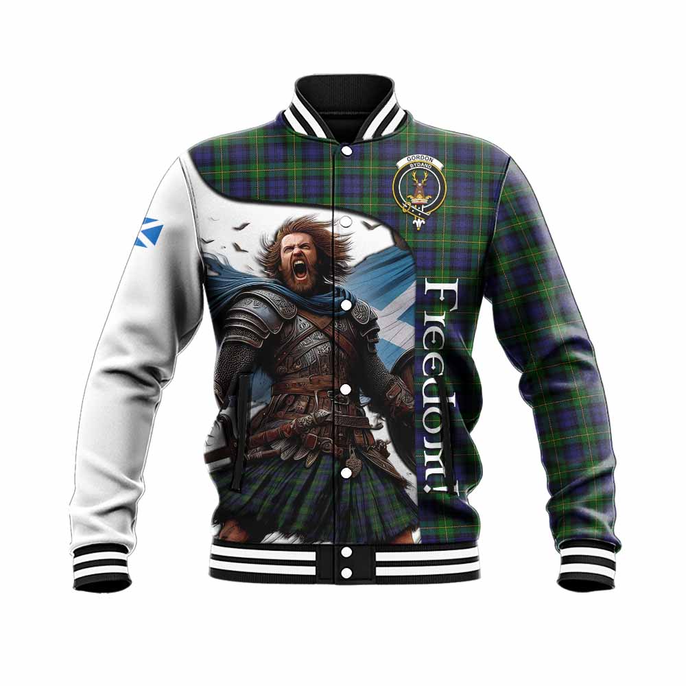 Tartan Vibes Clothing Gordon Crest Tartan Baseball Jacket Inspired by the Freedom of Scottish Warrior