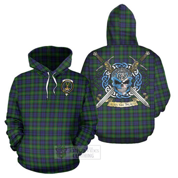 Gordon Tartan Hoodie with Family Crest Celtic Skull Style