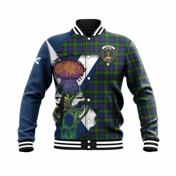 Gordon Tartan Family Crest Baseball Jacket Scottish Thistle Celtic Inspired Unisex - Tartan Vibes Clothing