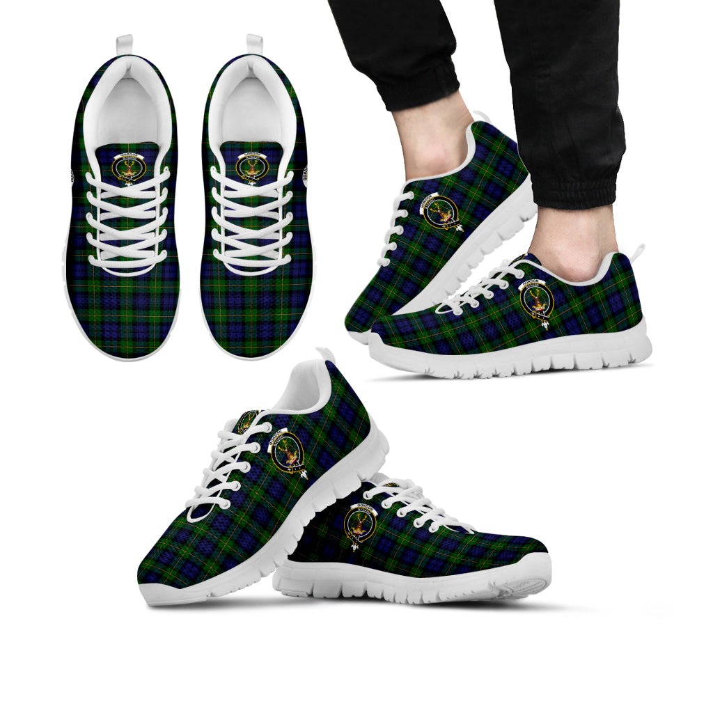 Gordon Tartan Sneakers with Family Crest Kid's Sneakers - Tartan Vibes Clothing