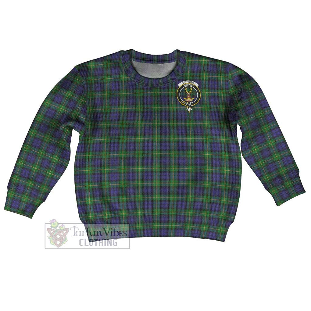 Tartan Vibes Clothing Gordon Tartan Kid Ugly Sweater with Family Crest