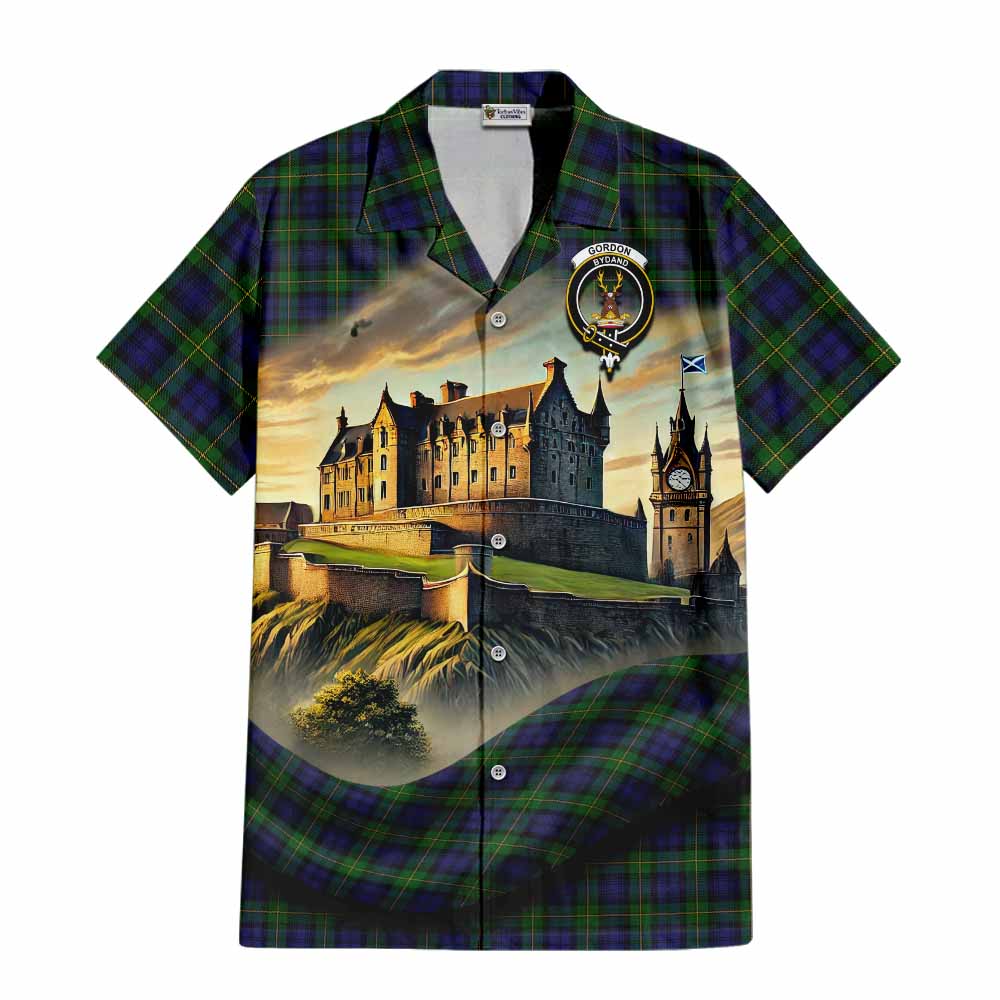 Gordon Tartan Family Crest Hawaiian Shirt with Scottish Ancient Castle Style Kid - Tartan Vibes Clothing