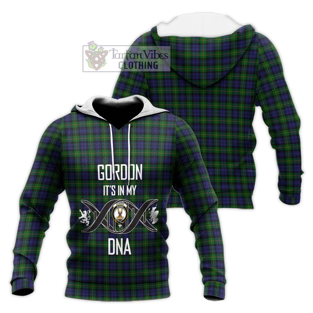 Gordon Tartan Knitted Hoodie with Family Crest DNA In Me Style Unisex Knitted Pullover Hoodie - Tartanvibesclothing Shop