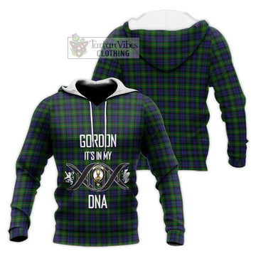 Gordon Tartan Knitted Hoodie with Family Crest DNA In Me Style