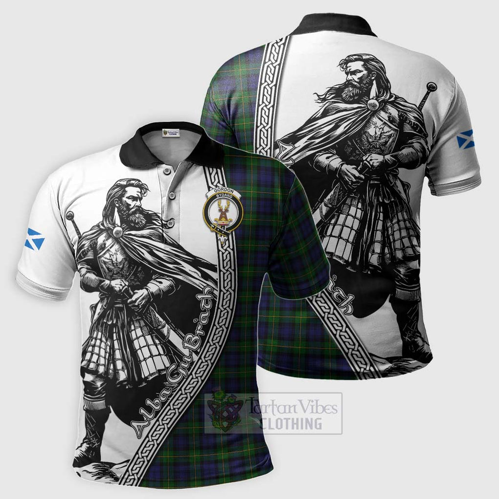 Tartan Vibes Clothing Gordon Tartan Clan Crest Polo Shirt with Highlander Warrior Celtic Style