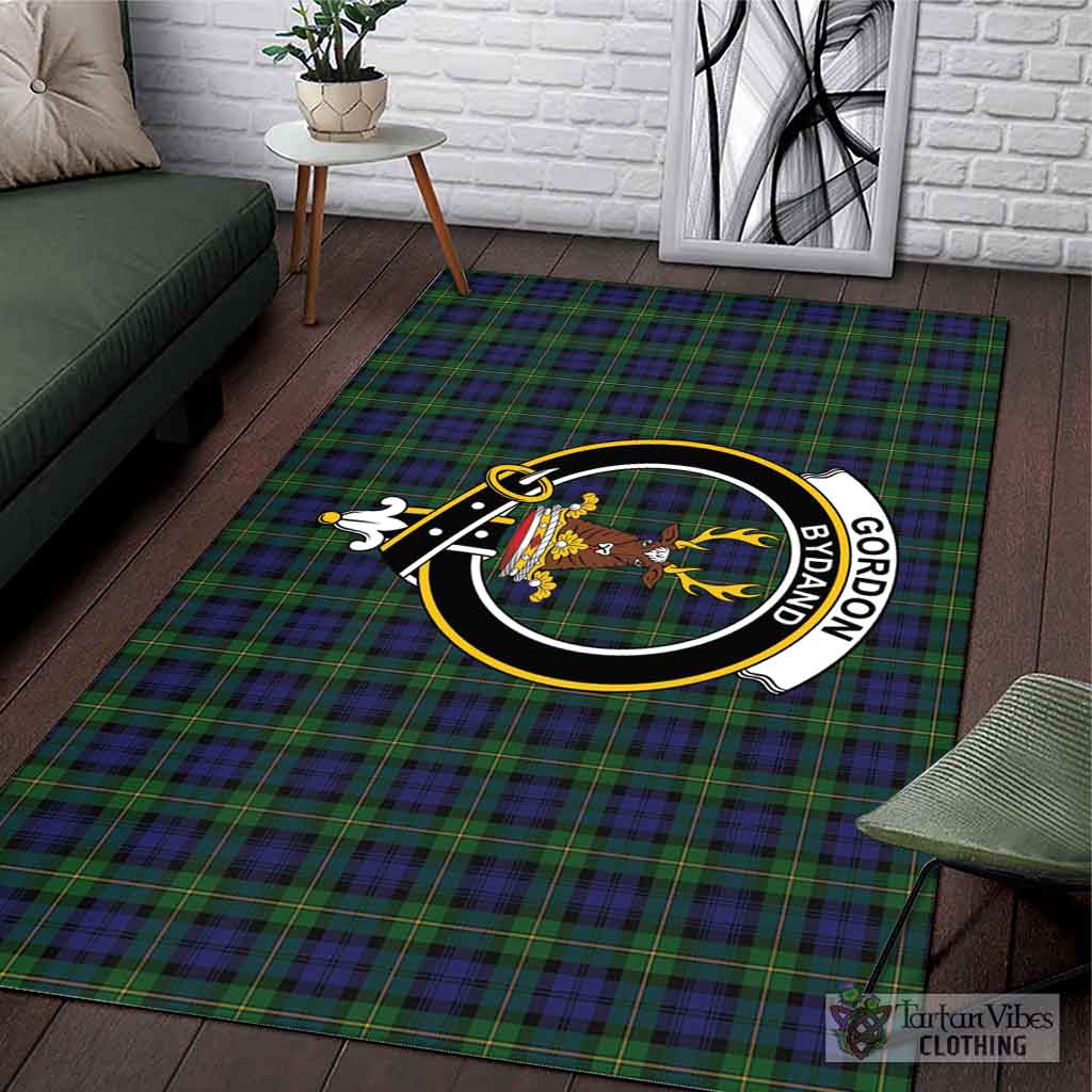 Tartan Vibes Clothing Gordon Tartan Area Rug with Family Crest