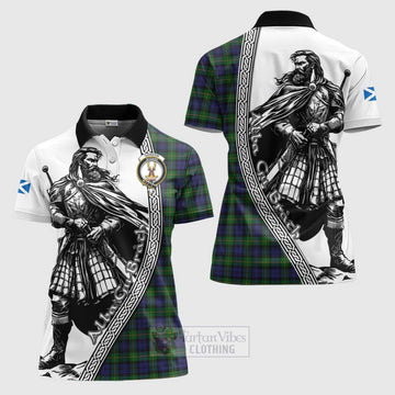 Gordon Tartan Clan Crest Women's Polo Shirt with Highlander Warrior Celtic Style