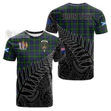 Gordon Crest Tartan Cotton T-shirt with New Zealand Silver Fern Half Style