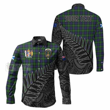 Gordon Crest Tartan Long Sleeve Button Shirt with New Zealand Silver Fern Half Style