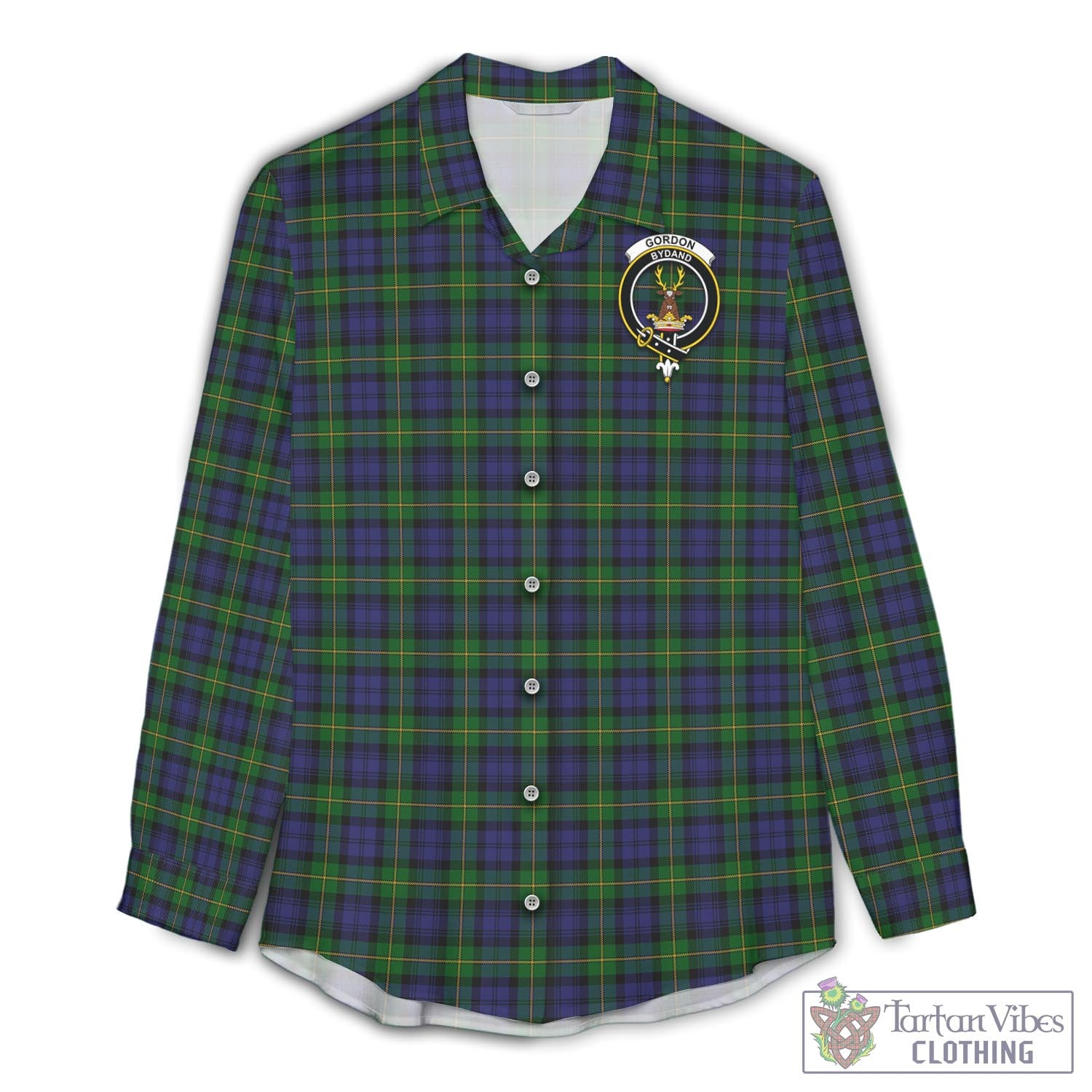 Tartan Vibes Clothing Gordon Tartan Womens Casual Shirt with Family Crest