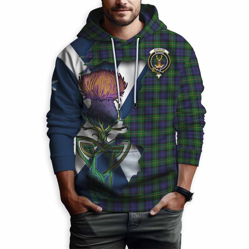 Gordon Tartan Family Crest Hoodie Scottish Thistle Celtic Inspired Pullover Hoodie - Tartan Vibes Clothing