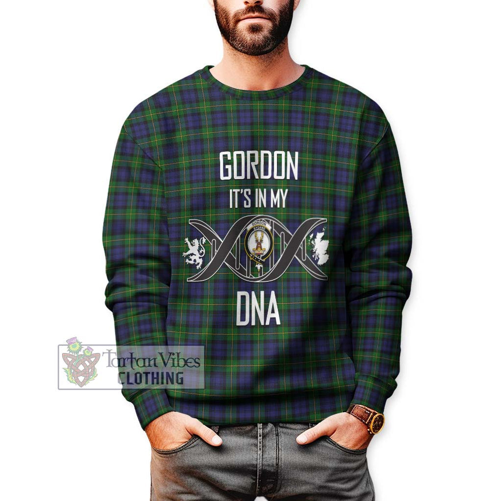 Gordon Tartan Sweatshirt with Family Crest DNA In Me Style Unisex - Tartanvibesclothing Shop