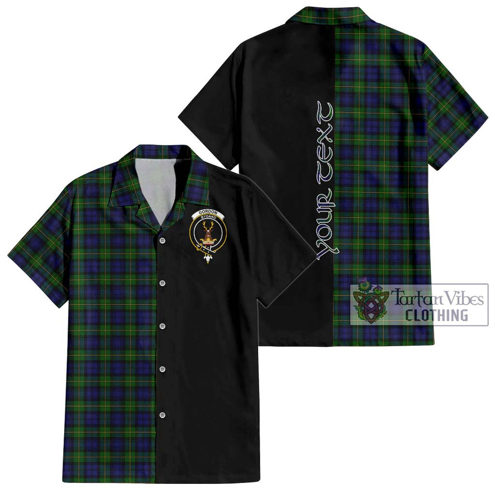 Gordon Tartan Short Sleeve Button Shirt with Family Crest and Half Of Me Style Kid - Tartanvibesclothing Shop