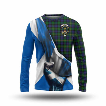 Gordon Tartan Long Sleeve T-Shirt with Family Crest Scotland Patriotic Style