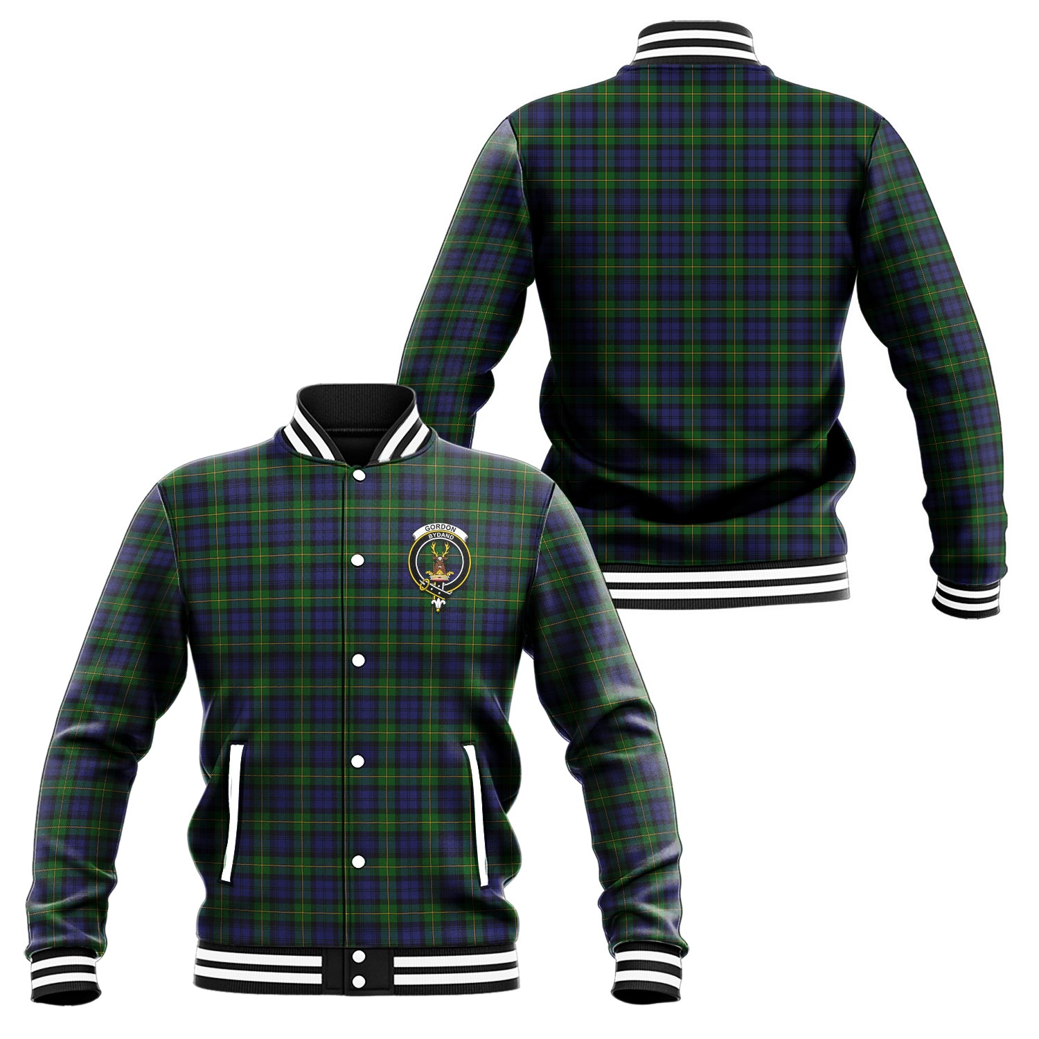 Gordon Tartan Baseball Jacket with Family Crest Unisex - Tartan Vibes Clothing