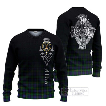 Gordon Tartan Ugly Sweater Featuring Alba Gu Brath Family Crest Celtic Inspired