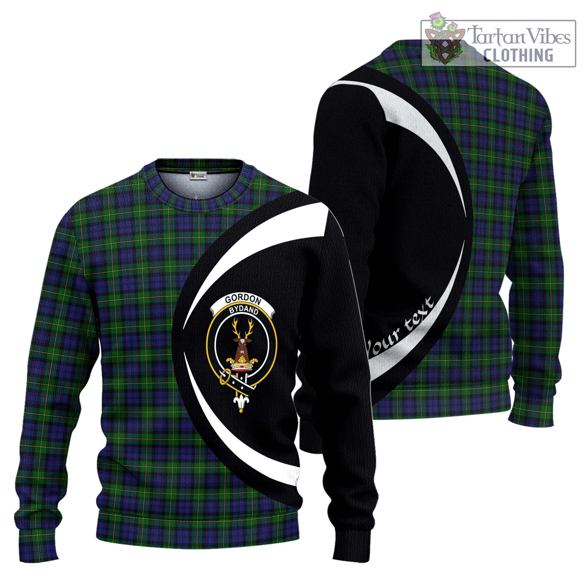 Gordon Tartan Ugly Sweater with Family Crest Circle Style Unisex - Tartan Vibes Clothing