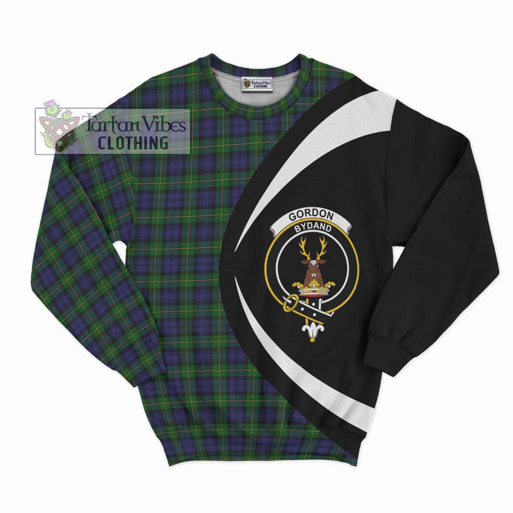 Gordon Tartan Sweatshirt with Family Crest Circle Style Unisex - Tartan Vibes Clothing