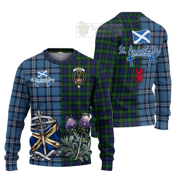 Gordon Tartan Knitted Sweater Happy St. Andrew's Day Half Tartan Style