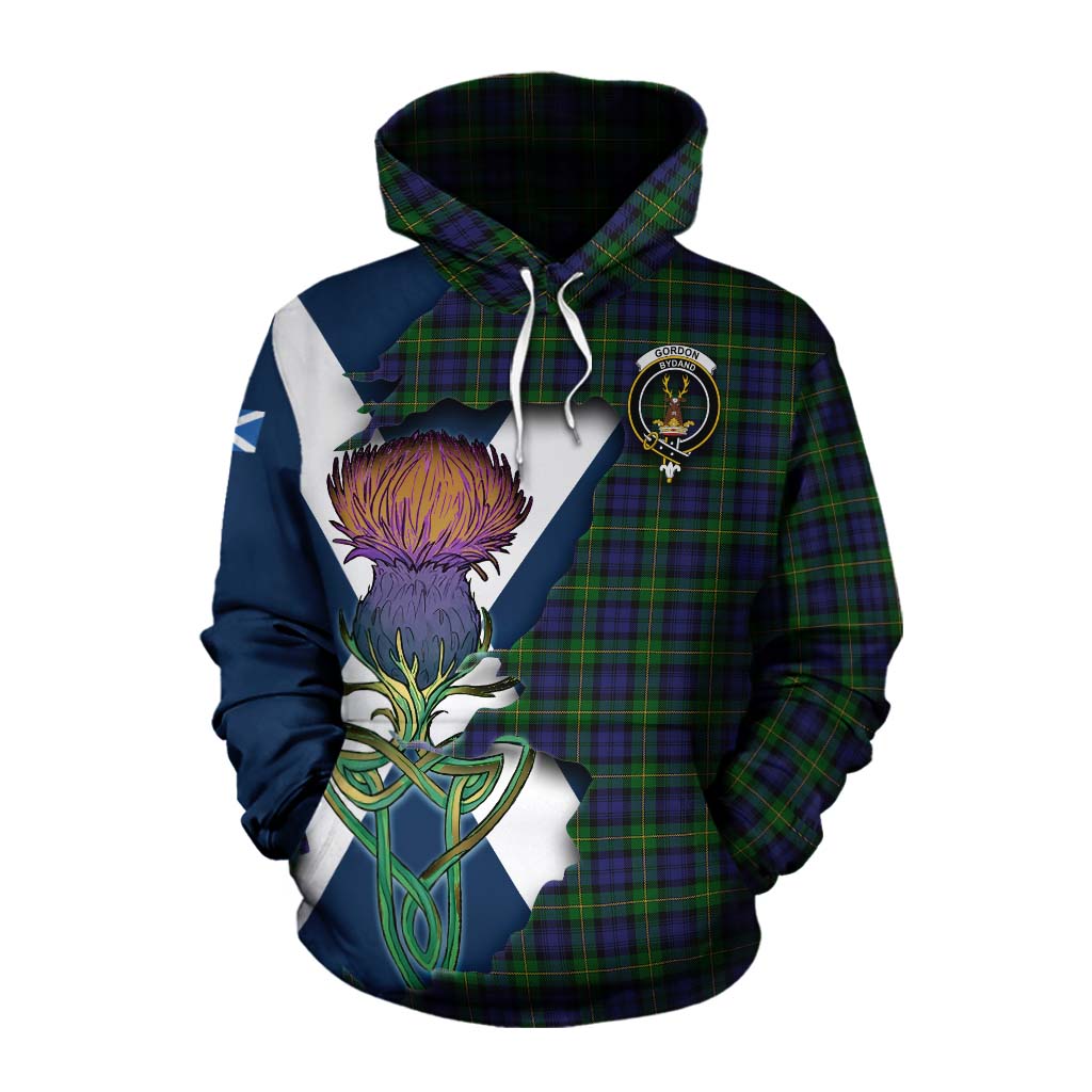 Gordon Tartan Family Crest Cotton Hoodie Scottish Thistle Celtic Inspired Pullover Hoodie XS - Tartan Vibes Clothing