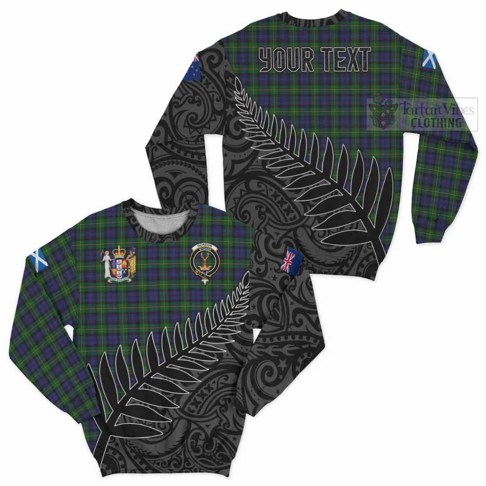 Tartan Vibes Clothing Gordon Crest Tartan Sweatshirt with New Zealand Silver Fern Half Style