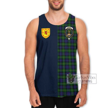 Gordon Tartan Men's Tank Top Alba with Scottish Lion Royal Arm Half Style