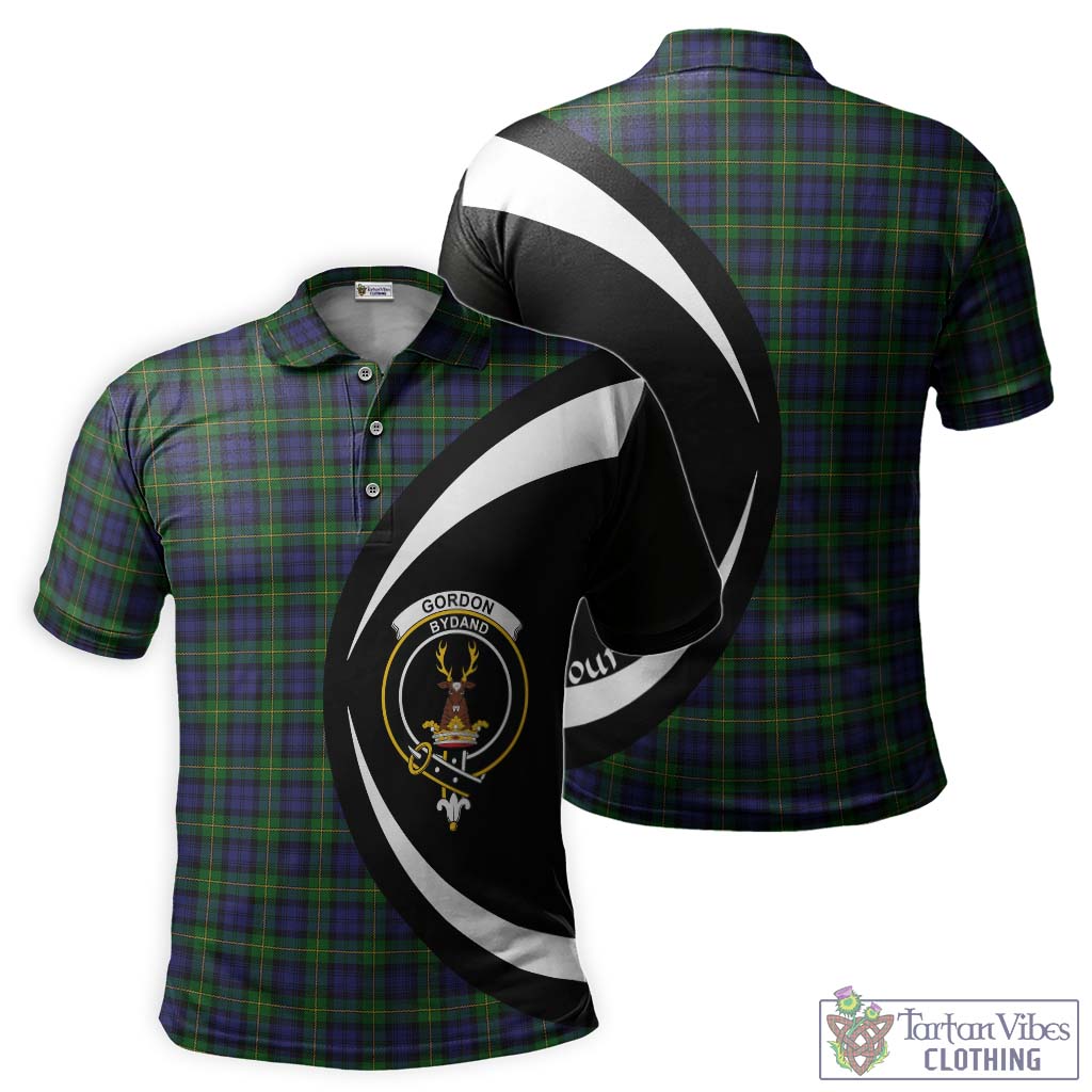 Tartan Vibes Clothing Gordon Tartan Men's Polo Shirt with Family Crest Circle Style