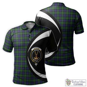 Gordon Tartan Men's Polo Shirt with Family Crest Circle Style