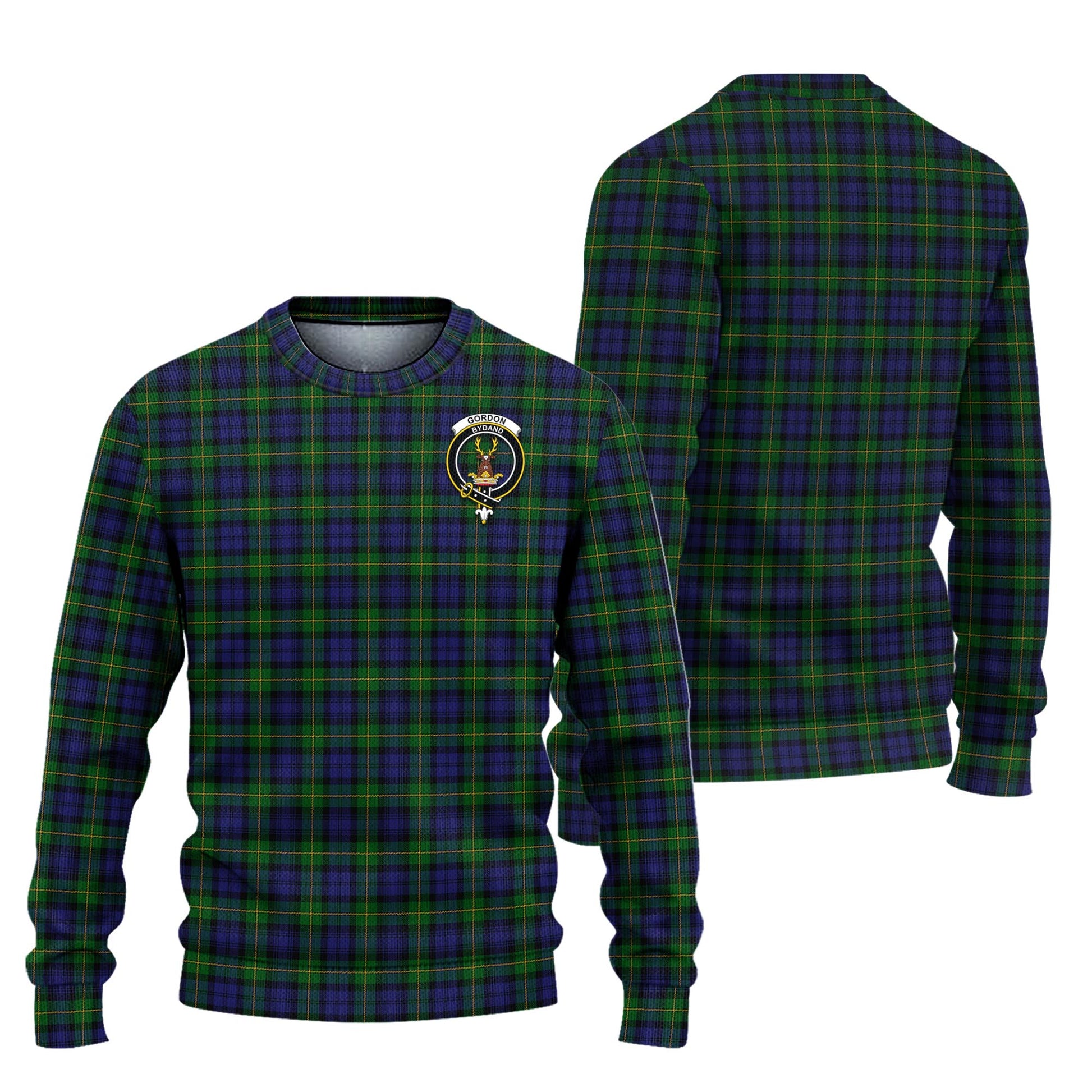 Gordon Tartan Knitted Sweater with Family Crest Unisex - Tartanvibesclothing