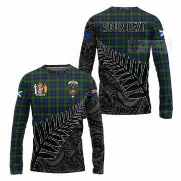 Gordon Crest Tartan Long Sleeve T-Shirt with New Zealand Silver Fern Half Style