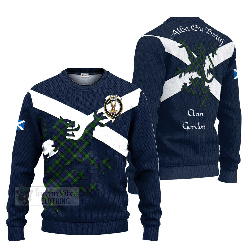 Tartan Vibes Clothing Gordon Tartan Lion Rampant Knitted Sweater – Proudly Display Your Heritage with Alba Gu Brath and Clan Name