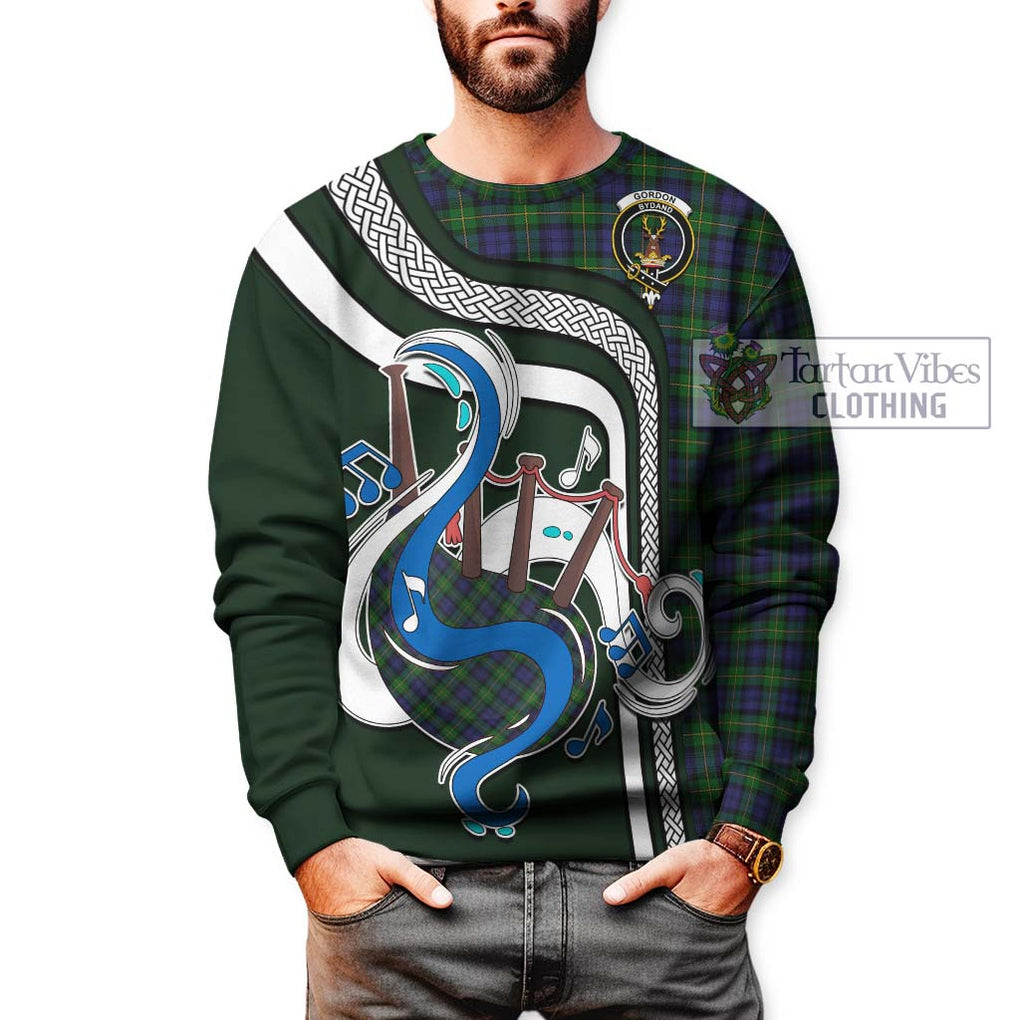 Tartan Vibes Clothing Gordon Tartan Sweatshirt with Epic Bagpipe Style