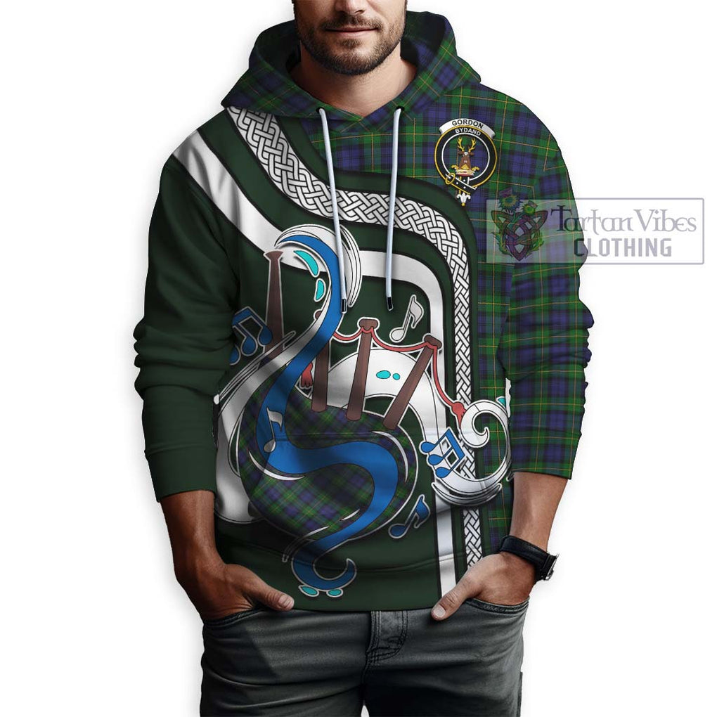 Gordon Tartan Hoodie with Epic Bagpipe Style Zip Hoodie - Tartanvibesclothing Shop