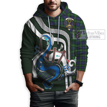 Gordon Tartan Hoodie with Epic Bagpipe Style