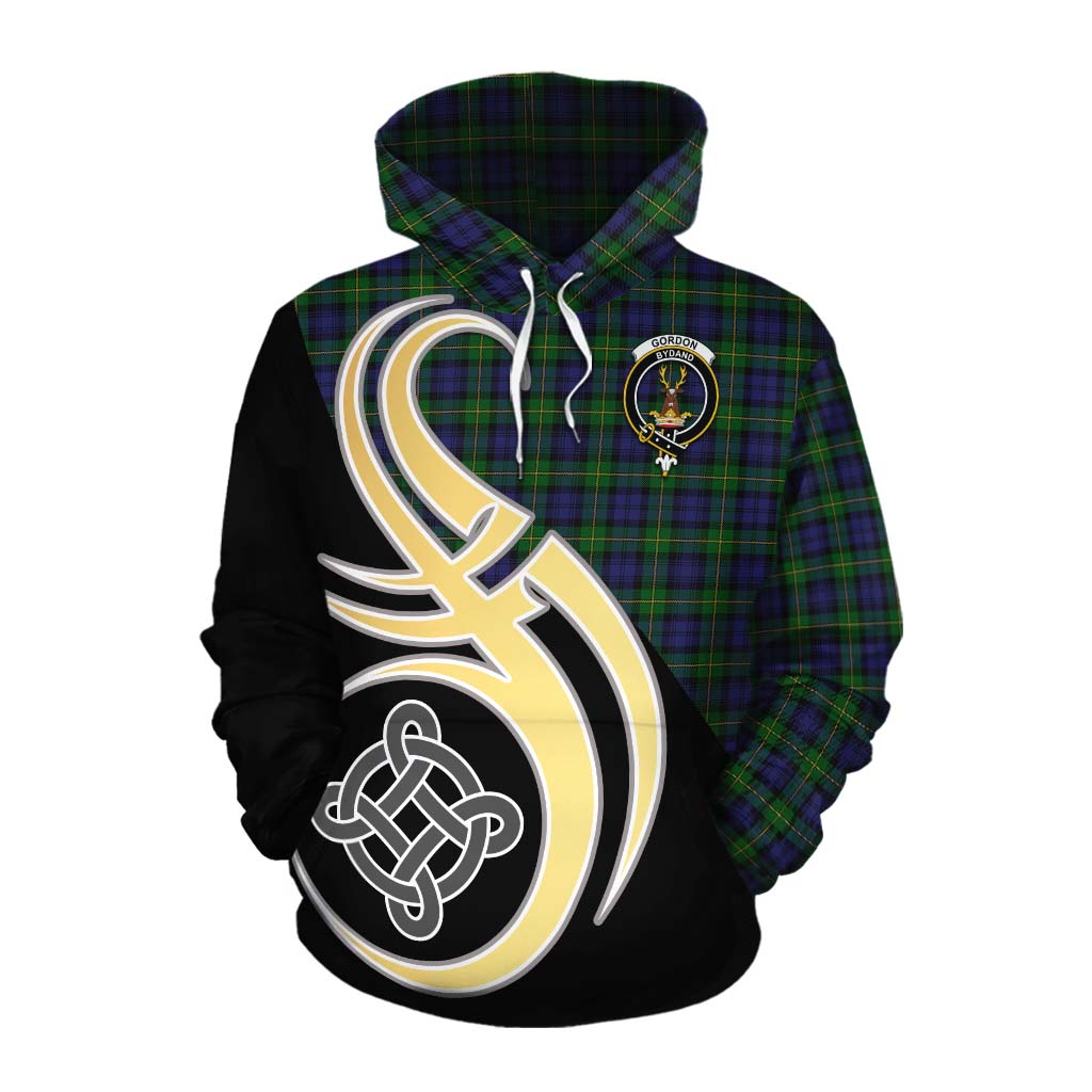 Gordon Tartan Cotton Hoodie with Family Crest and Celtic Symbol Style Pullover Hoodie XS - Tartan Vibes Clothing