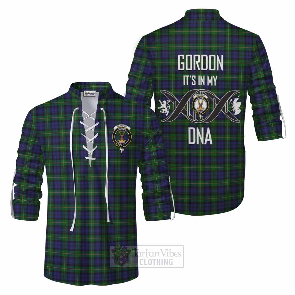 Tartan Vibes Clothing Gordon Tartan Ghillie Kilt Shirt with Family Crest DNA In Me Style