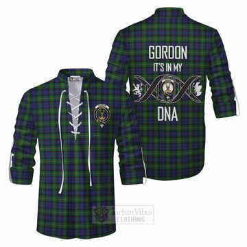 Gordon Tartan Ghillie Kilt Shirt with Family Crest DNA In Me Style