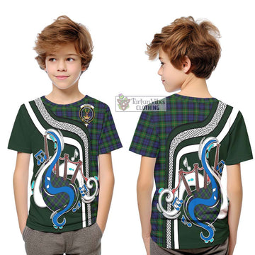 Gordon Tartan Kid T-Shirt with Epic Bagpipe Style